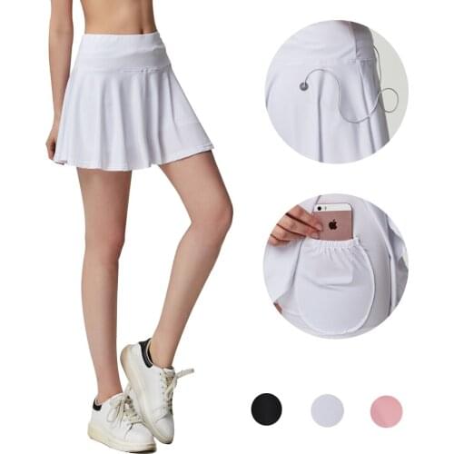 Pleated Skorts with Pocket Earphone Snag for Women Athletic Tennis Golf Activewear Running Sport Workout Skirts Shorts
