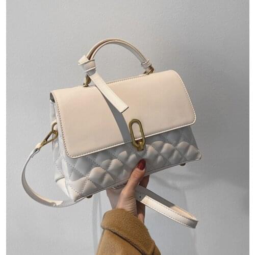 Korean Style Roomy Quilted Women Handbags High Quality PU Leather Girl Crossbody Bags Work Ladies Shoulder Bags 2021 Black White