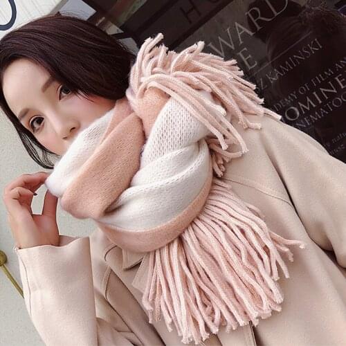 Winter Knitting Scarves for Women Thicken Shawls and Wraps With Tassel Ladies Pashimina Large Vintage Stay Warm Blanket Scarf