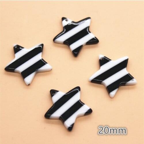 10pcs 20mm Resin Black and White Strip Star Shape Flatback Cabochon DIY Jewelry/Craft Decoration