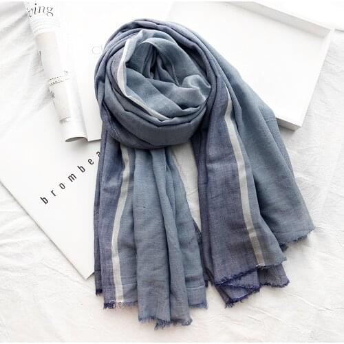 2019 Japanese Unisex Style Winter Scarf Fashion Men Scarf Cotton Splice Color Blue Striped Long Soft womens Scarves Shawl