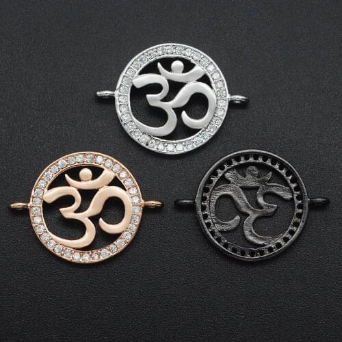 20x15mm 100% CZ Zircon DIY Jewelry Round OM Connectors Charm Wholesale OEM Order Accepted Factory Sale