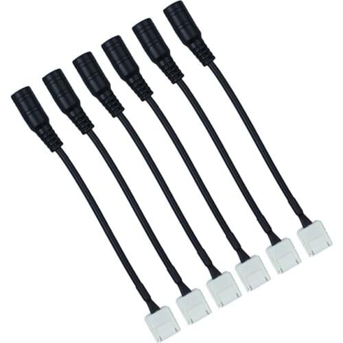 5pcs/lot 10mm 2pin LED connector cable with female DC adapter For SMD 5050 5630 Single Color led Strip No Need Soldering