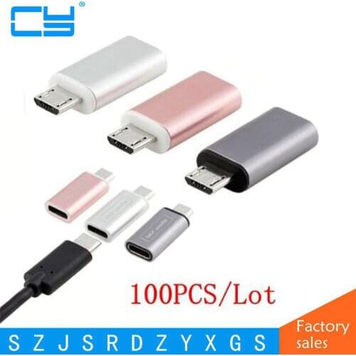 100PCS/Lot USB-C Female to Micro USB Male Adapter USB Type-c TO Micro USB Connector for Android Smart Phone 3A Fast Charging