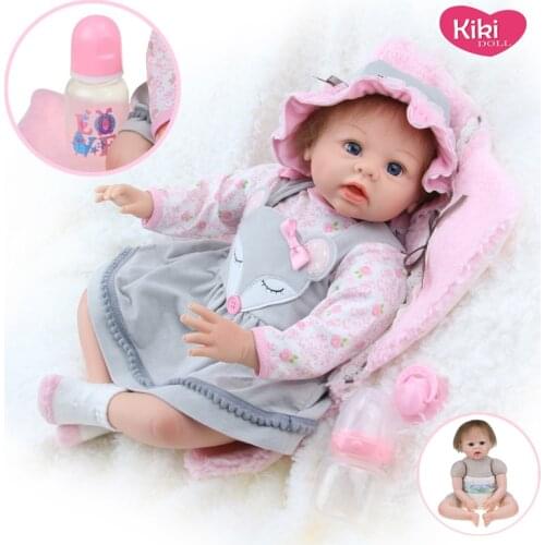 Bebe Doll Reborn Toddler 56cm Silicone Reborn Baby Toys with Rotate Limb Hand Rooted Mohair