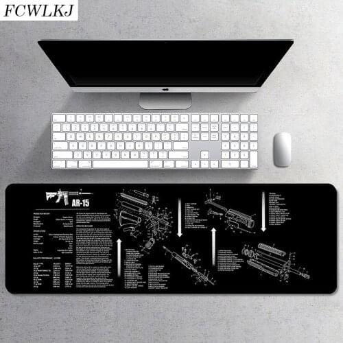 Large Gaming Mouse Pad Gun Pattern Mouse Mat Lock Edge Desk Mat Natural Rubber Non-slip Mousepad for Computer Laptop Gamer XXL