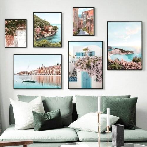 Aegean Sea Lemon Palm Tree Flower Venice Wall Art Canvas Painting Nordic Posters And Prints Wall Pictures For Living Room Decor