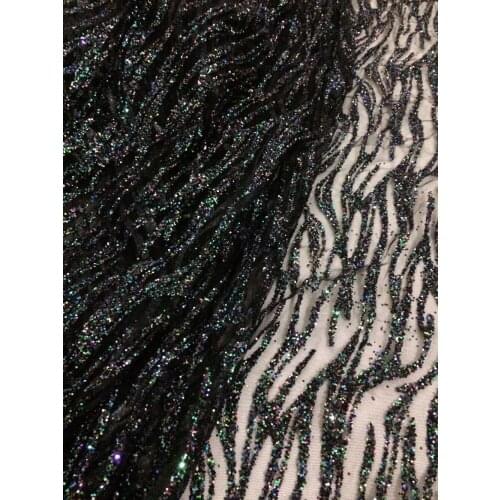 Hot Selling SYJ-81913 Nigerian glitter Lace Fabric African Lace Fabric High Quality glued glitter fabric