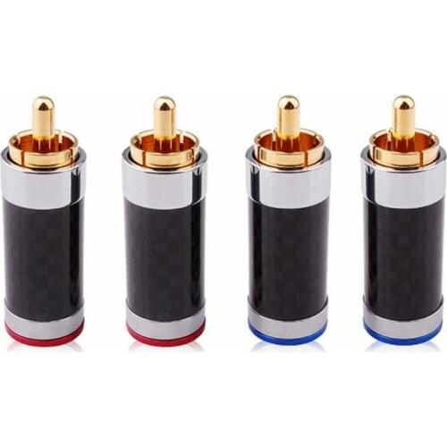 HiFi RCA Connector Male Carbon Fiber Gold Plated Plug HiFi Audio Jack Speaker RCA Socket Adapter Solder Wire RCA Termina