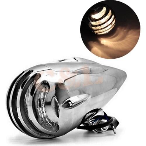 Chrome Motorcycle ABS Bullet H4 Halogen Retro Headlight For Harley Honda Custom