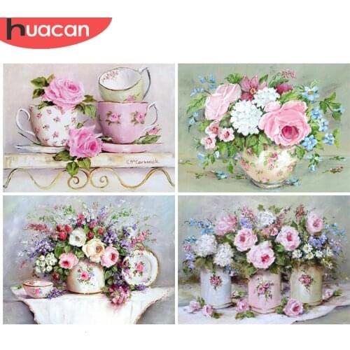 HUACAN Full Square Diamond Painting Flowers 5D Diamond Embroidery Cross Stitch New Arrival Picture Of Rhinestone Home Decoration