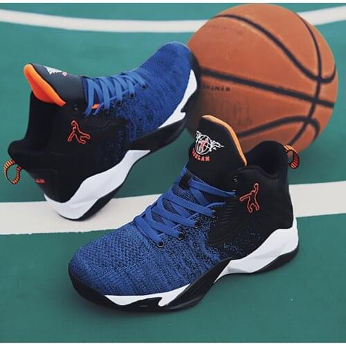 Joedon Golan Mens Flying Woven Mesh Rubber Sole Non-slip Running Black Fashion Mens Basketball Shoes Sneakers