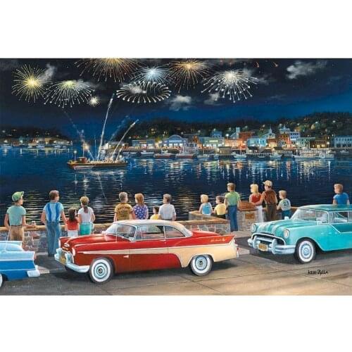 GATYZTORY Fireworks Show Frame Diy Painting By Numbers Landscape Canvas Colouring Artwork Handpainted Wall Decor