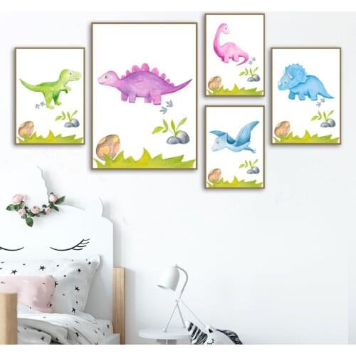 Cute Dinosaur Nursery Wall Art Canvas Painting Nordic Posters And Prints Education Wall Pictures Baby Room Kids Bedroom Decor