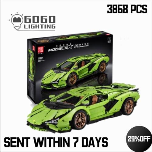 MOC 13057 1:8 Lamborghinii Sian FKP 37 RC Car Model Building Blocks For Adults Sports Car Kids Toys Gift