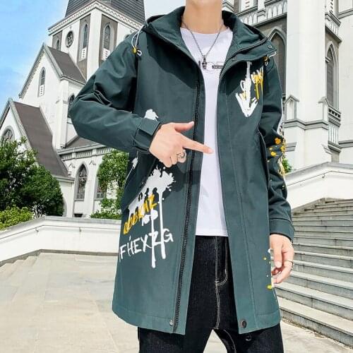DYB&ZACQ Men Spring Autumn 2021 New Coat Trend Jacket Handsome Windbreaker Long Autumn Jacket Jacket 2XL 3XL