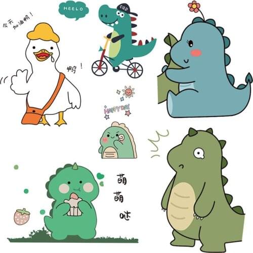 New childrens dinosaur Cute Animal Patches Stickers For Clothing Diy Accessories Fashion Stickers Heat Transfer Cloth Patches