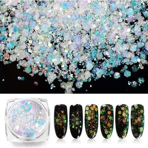 Nail Glitter Sequins Powder Holographics Dust Sequins Silver Super Shining Paillette Irregular 3D Nail Art Manicure Decoration