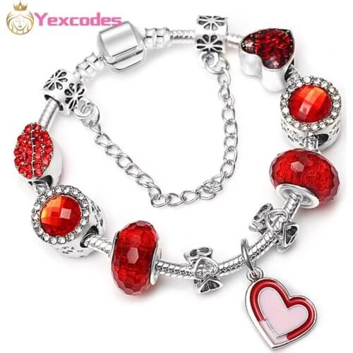 Romantic Silver Plated Modern Love Asymmetric Heart Pendant Charm Ladies Bracelet Gifts, Brand Jewelry Gift Direct Shipment