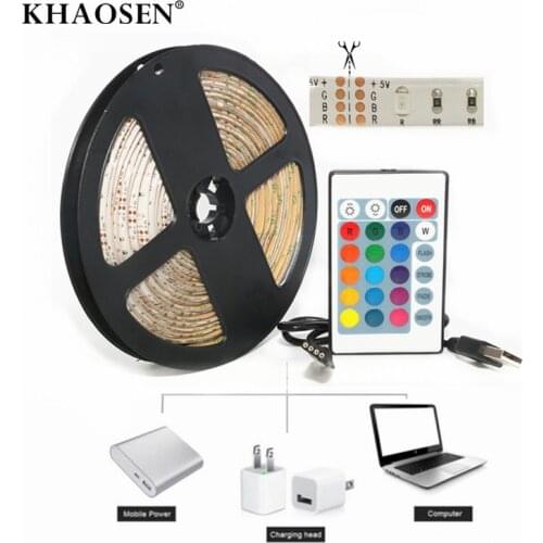 DC 5V USB LED Light Strips Plug 3528/2835 SMD TV Backlight Lighting Kit Cuttable with 24Key RF Controller or Mini 3Key RGB LED