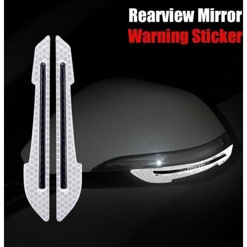 2pcs Car Reflective Warning Stickers Rearview Mirror Paste Safety Warning Protection Auto Body Safety Markers At Night