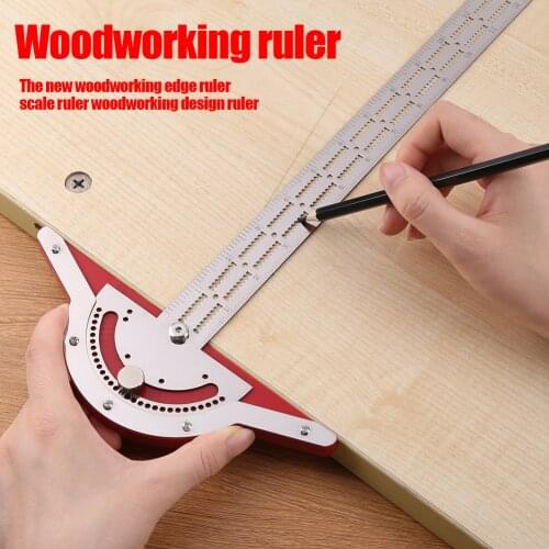 T-Type Woodworkers Edge Rule Protractor Angle Protractor Woodworking Ruler Angle Measuring Marking Carpentry Scriber Gauge Tools
