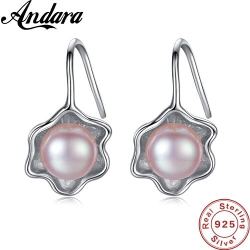 Vintage Style 100% 925 Sterling Silver Pearl Earrings Fashion Jewelry Dangle Earrings Wedding Bridal