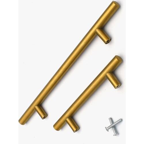 Gold Door Drawer Cabinet Handle Pulls Hardware Furniture Handle Metal Cupboard Handles Straight Kitchen Door Handles