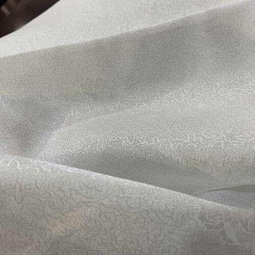 100% silk Jacquard white vintage soft light Satin hanfu kimono cheongsam cloth fabric 0.5meter