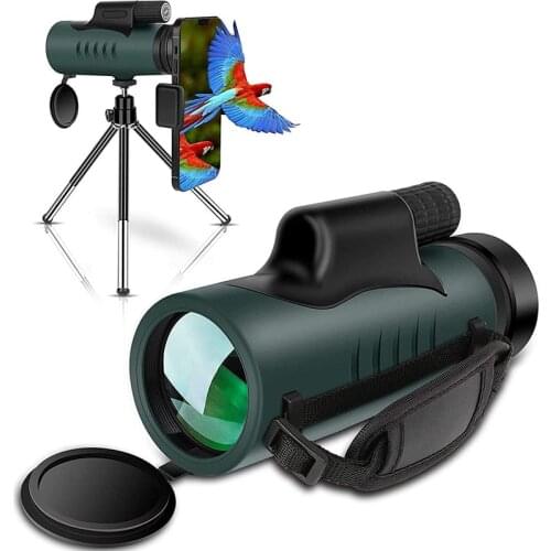 10x42 HD Monocular Telescope Night Vision Shockproof with Mobile Phone Clip+Tripod For Bird Watching Wildlife Camping Hiking