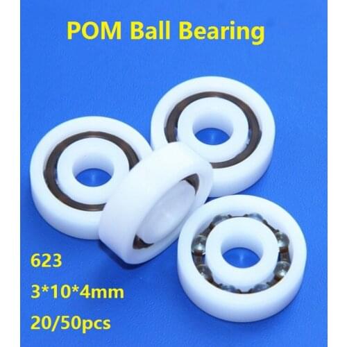 20/50pcs POM bearing 623 3*10*4mm Plastic ball bearings with Glass balls Nylon Cage deep groove 3×10×4mm