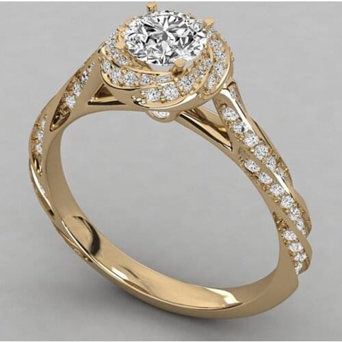 2021 New Zircon Engagement Ring for Women Gold Color Wedding Rings Female Crystals Jewelry Chic Accessories Gift