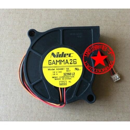 Nidec A34861-58 GAMMA26 NEC1 DC 12V 0.16A 50x50x15mm 3-wire Server Cooling Fan