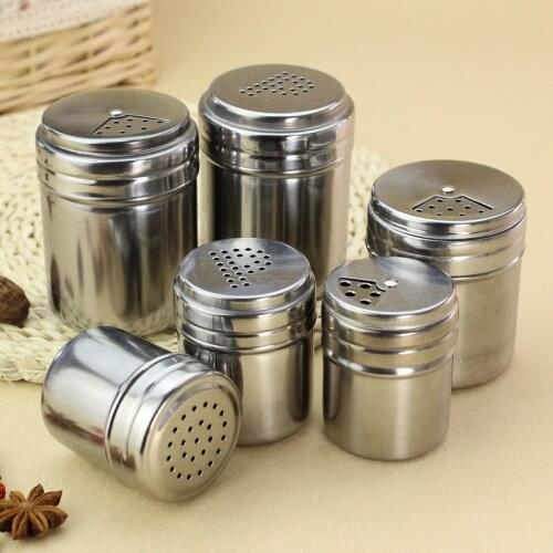 3pcs Stainless Steel Turnable Pepper and Salt Cruet Outdoor Roast Meat Cruet Restaurant Pepper And Paprika Shakers Cooking Tools