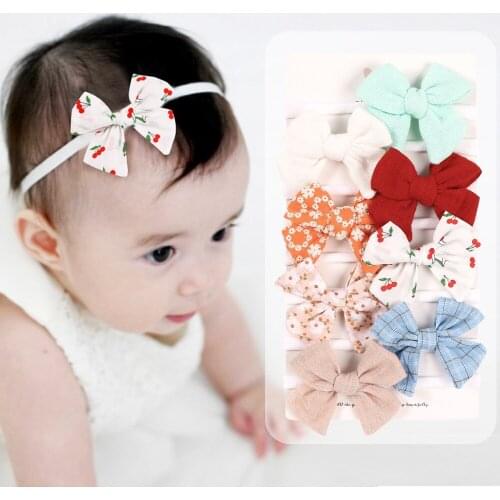 4 Sets/lot, Handtied Fabric Bow Baby Nylon Headbands, Easter Bunny Hair Bow headbands, Baby Shower Gift Girls Hair Accessories