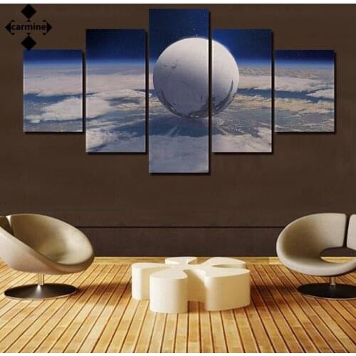 5 Pieces Moon Hd Pictures Painting Posters Black and White Wall Art Picture for Home Solar System Painting for Living Room Decor