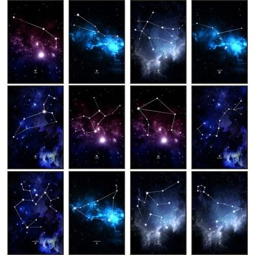 5D Diy Diamond Painting Zodiac Starry Night Painting Diamond Mosaic Cross Stitch Kits Mosaic Art Twelve Constellations Art Gift