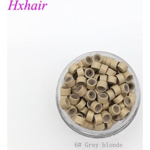 Freeshipping - 2000pcs 5.0mm With Silicone Micro Aluminium Rings / Links Beads / Black D-Brown Brown L-Brown D-Blonde Blonde