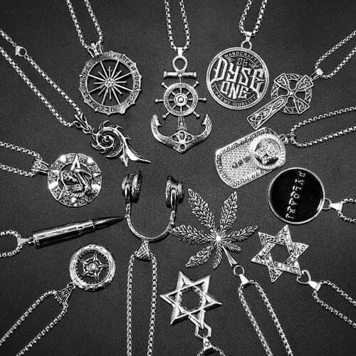 TIMEONLY Fashion Cross Square Star Titanium Steel Pendant Necklace Hip Hop Sweater Neckaces for Women Man Party Gift Jewellery