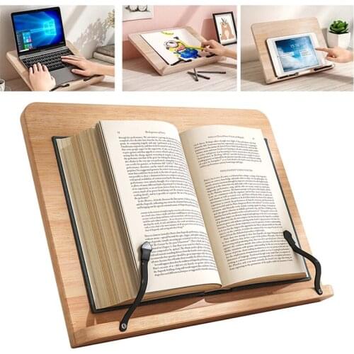 Adjustable Reading Rest Table Home Study Room Book Holder Cookbook Stand Pages Fixed Kitchen Bookends Shelf Wood