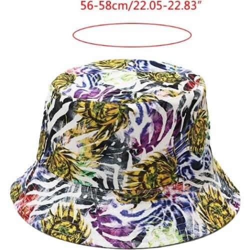 Floral Leaves Graffiti 3D Print Bucket Hat Reversible Sunscreen Fisherman Cap LX9E