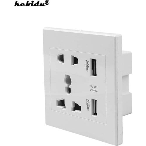 Kebidu Universal USB Wall Socket AC 110-250V US UK EU AU Wall Socket 2 Port 5.0V USB Outlet Power Charger for Moblie phone