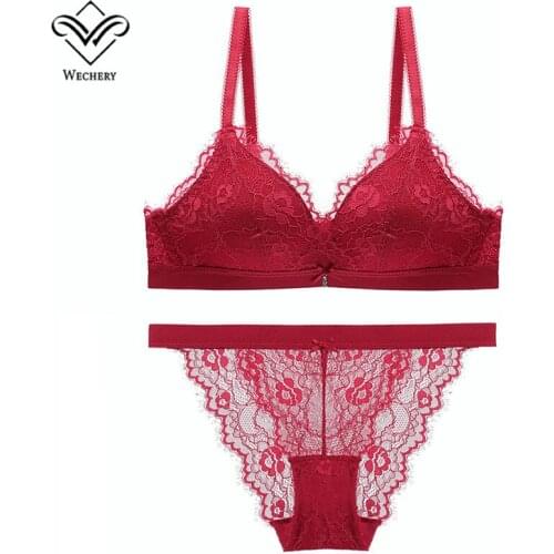 Minimizer Bra Set Thin Cup Bra and Brief Panties Sexy Underwear Set Lace Brassiere Lingerie Set Wire Free