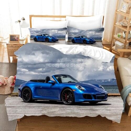 Blue Racing Car Bedding Set Fashion Modern 3d Duvet Cover Set Comforter Bed Linen Twin Queen King Single Size Luxury Cool Gift