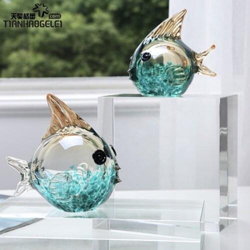 Creative Glass Fish Sculpture Modern Home Decoration Living Room Table Decoration Accessories Office Decoration Festival Gifts