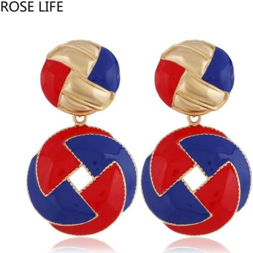 Best Selling Bohemian Metal Alloy Stud Earrings Drip Colorful Elegant Ladies Jewelry Fashion Simple Charm Drop Oil Earrings