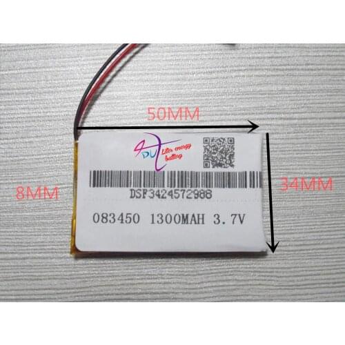 Best battery brand 3.7V polymer lithium battery 083450 803450 1300mah MP4 MP5 GPS MP3 wireless telephone