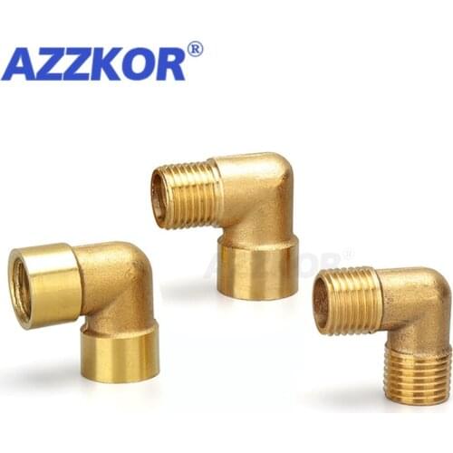 1 PC Pagoda Elbow Brass Female/Male Elbow Right Angle Pipe-to-solid Adapter Pneumatic Fitting For Air Water Oil Pipe-1/2"3/8"1/4