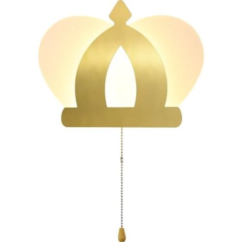New LED modern simple staircase living room background wall bedroom bedside golden crown wall lamp