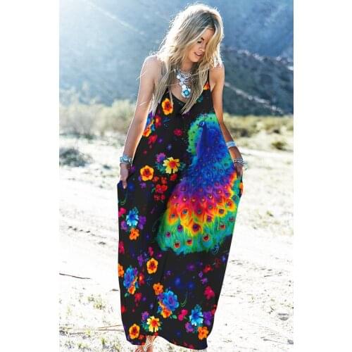 Summer Dresses HOT Summer Women Sexy Skinny Sleeveless O-Neck High Waist Split Print Long Dresses Size S-XL